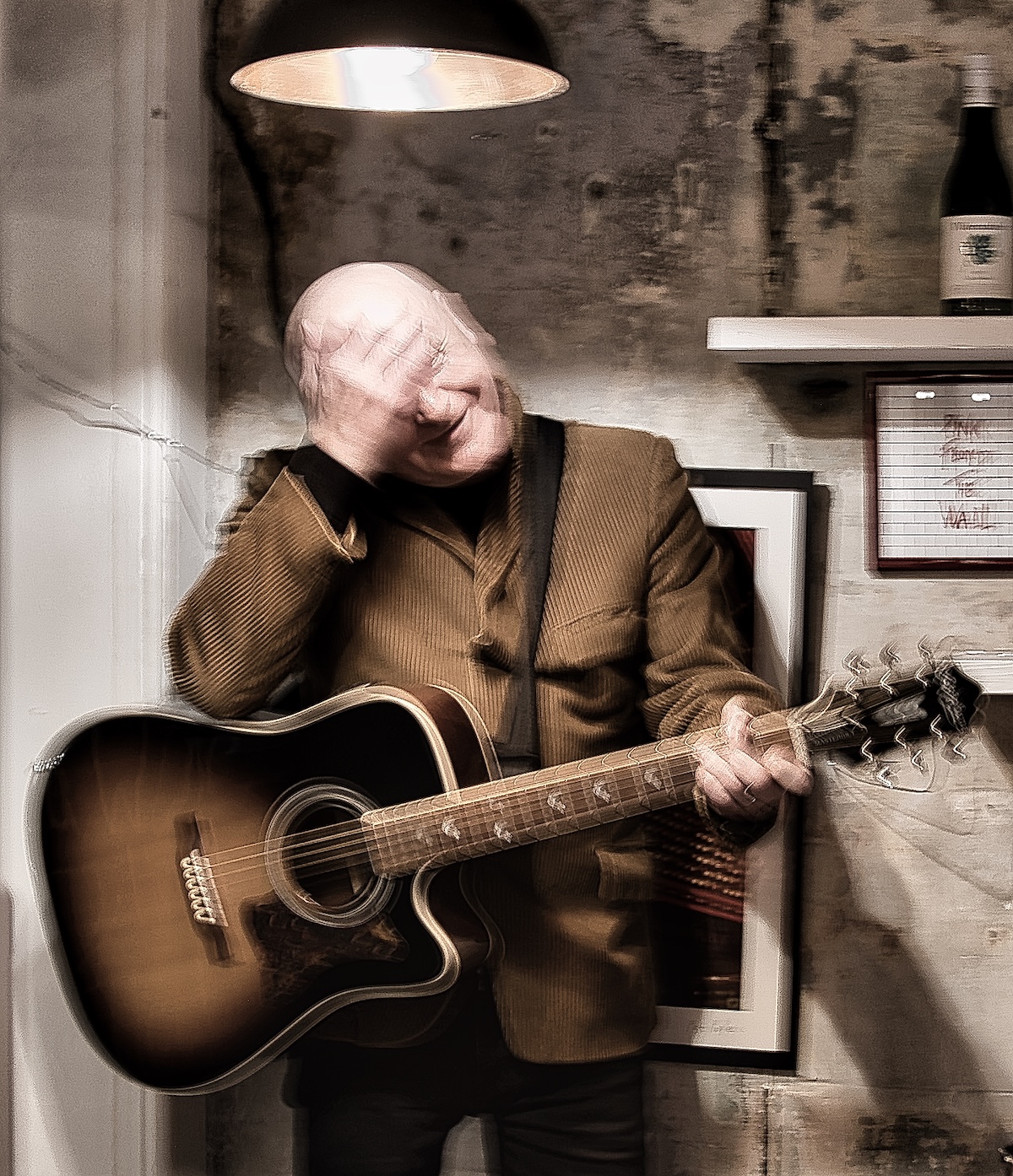 colour image of muician Matt James emotionally ending a performance