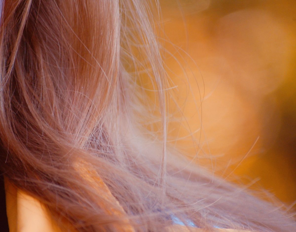 red hair in autumn light