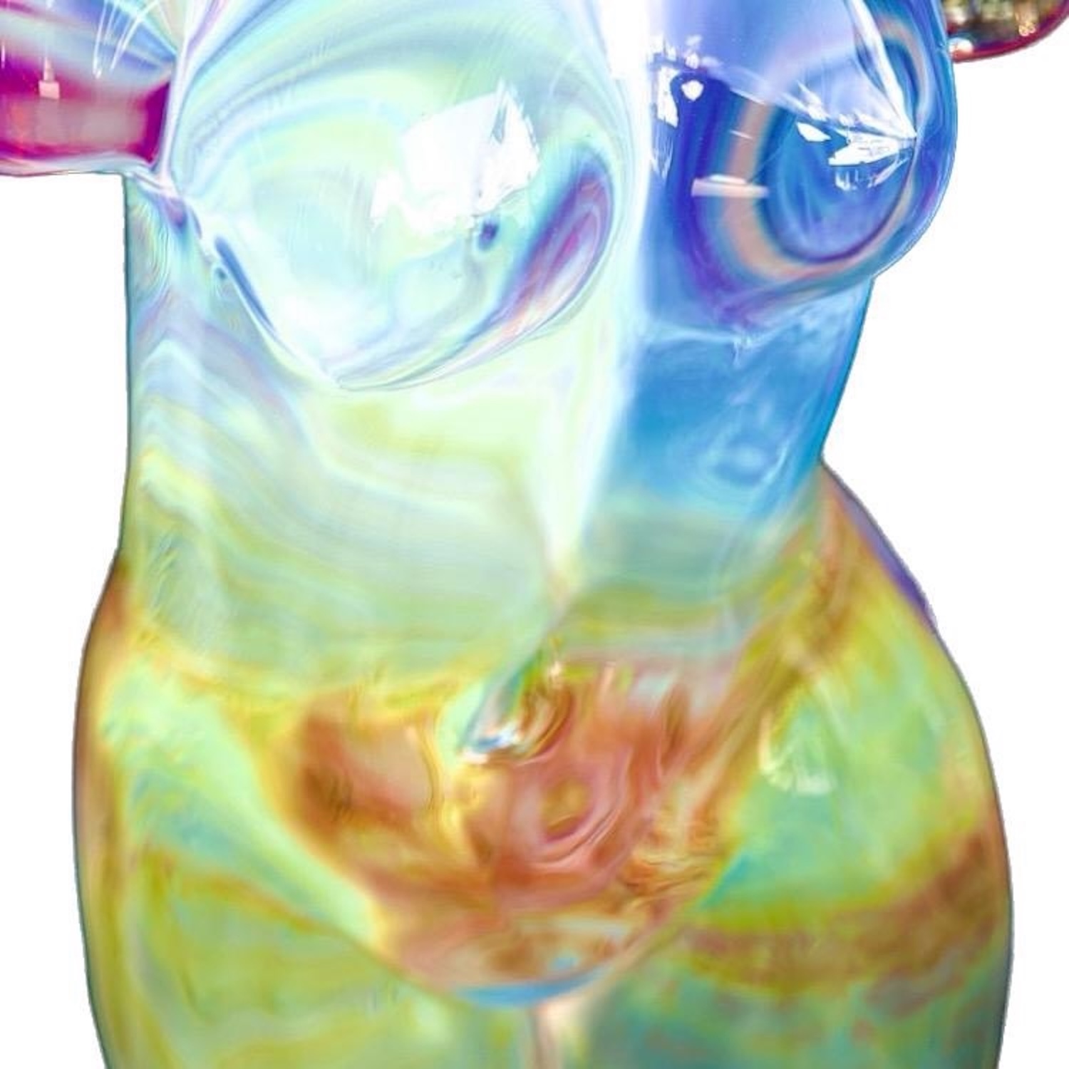 glass storso culpture with refracted ligh